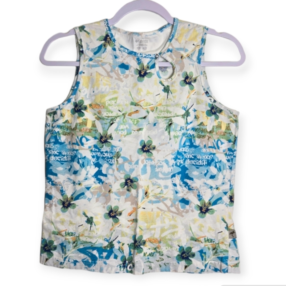 COLUMBIA Hawaiian Print Y2K Cottagecore Tank‎ Top M